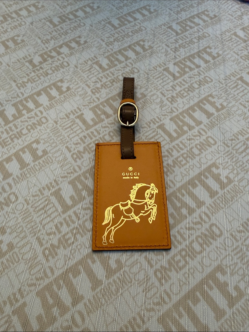 Gucci Leather Horse Luggage Tag